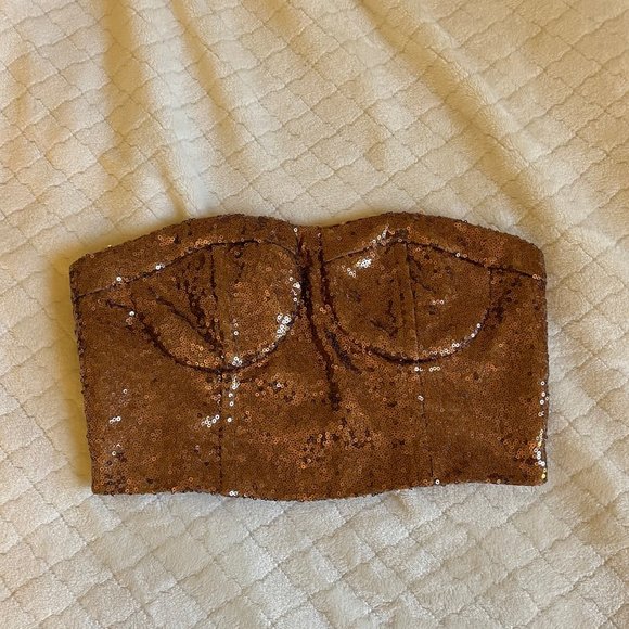 🔵 Collective the Label Sequin Bandeau Corset Top UK4P - Picture 3 of 6